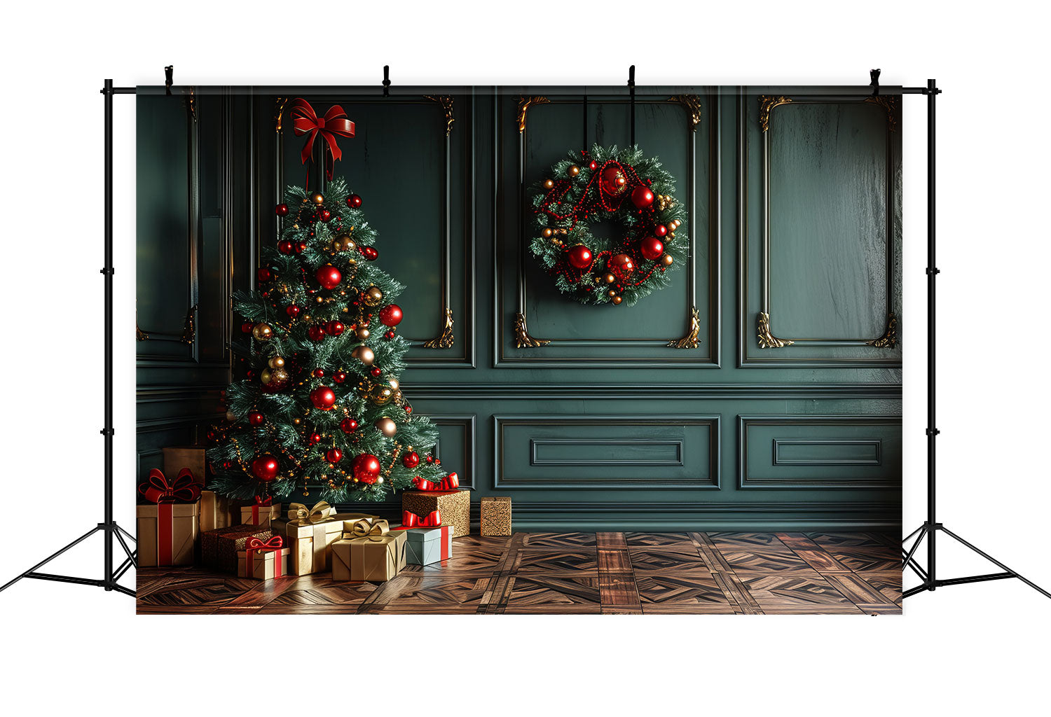 Backdrop For Christmas Corner Tree Wreath Backdrop UK BRP10-151