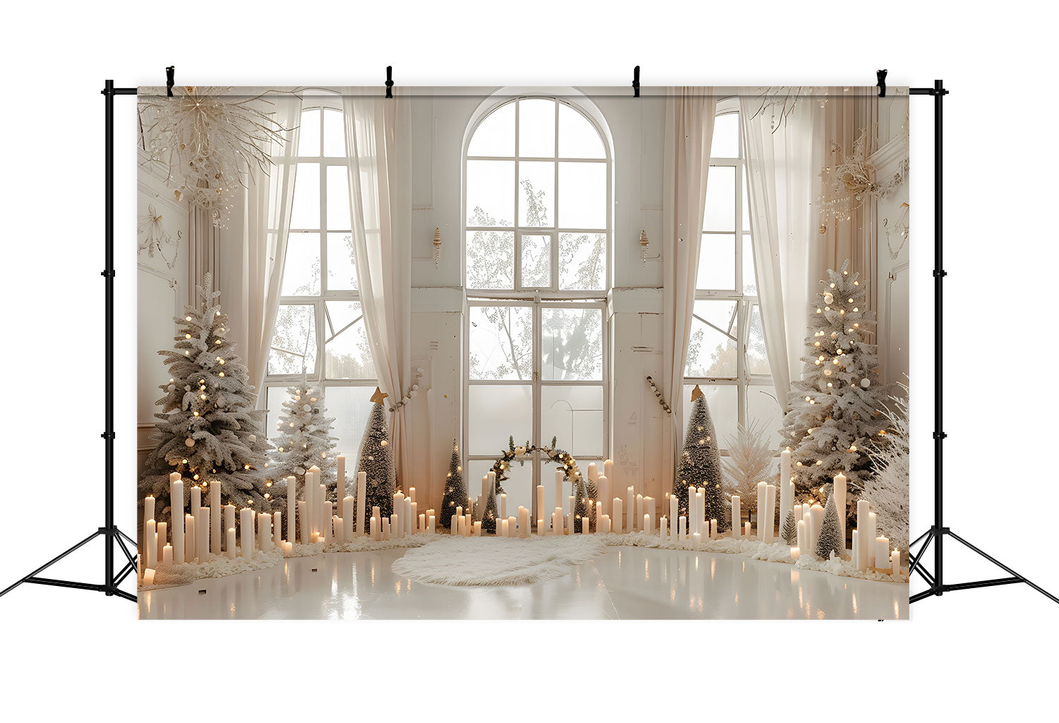 Merry Christmas Backdrop Scene Candles Backdrop UK BRP10-152