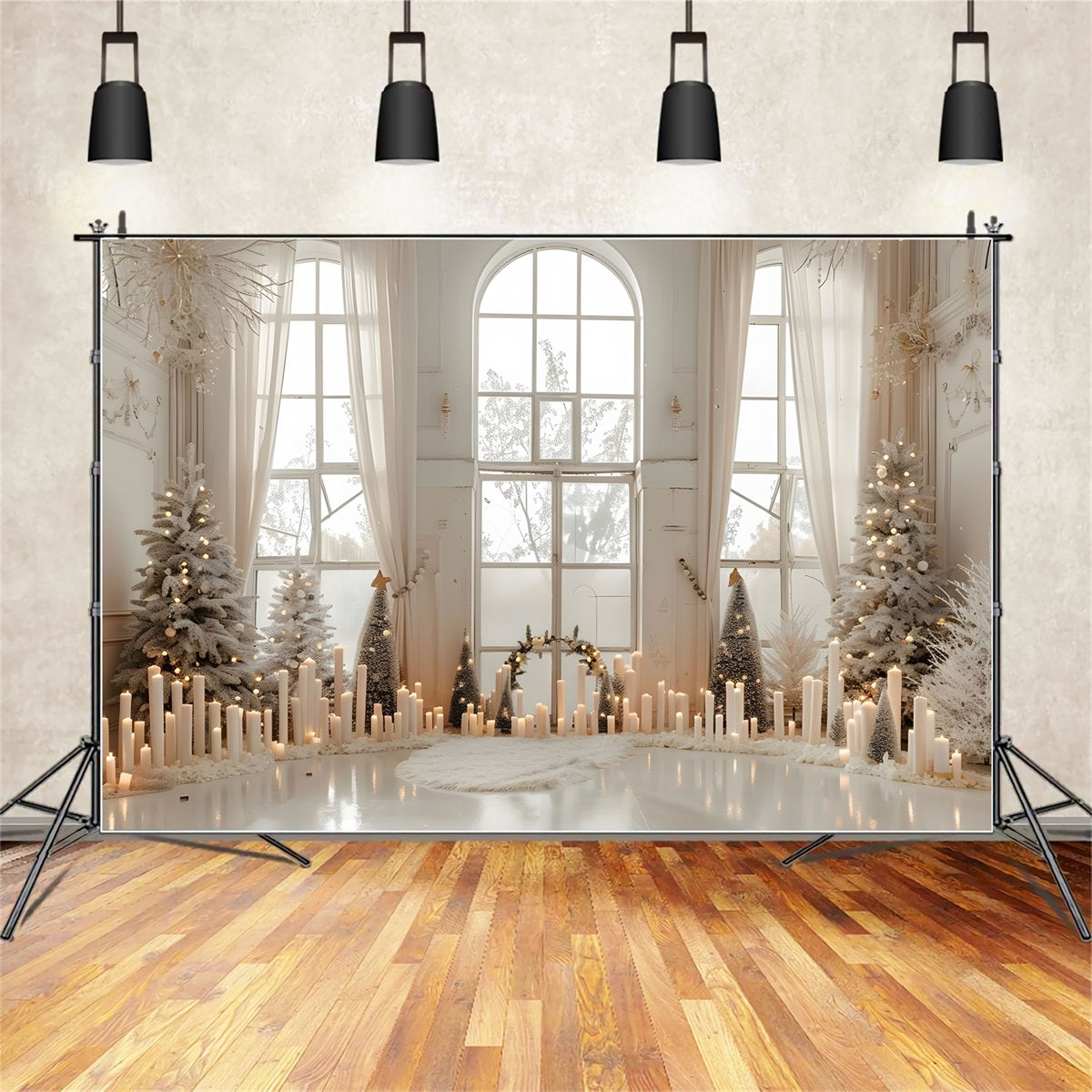 Merry Christmas Backdrop Scene Candles Backdrop UK BRP10-152