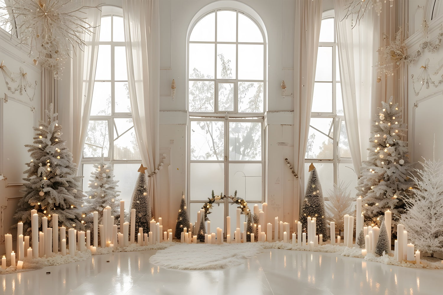 Merry Christmas Backdrop Scene Candles Backdrop UK BRP10-152