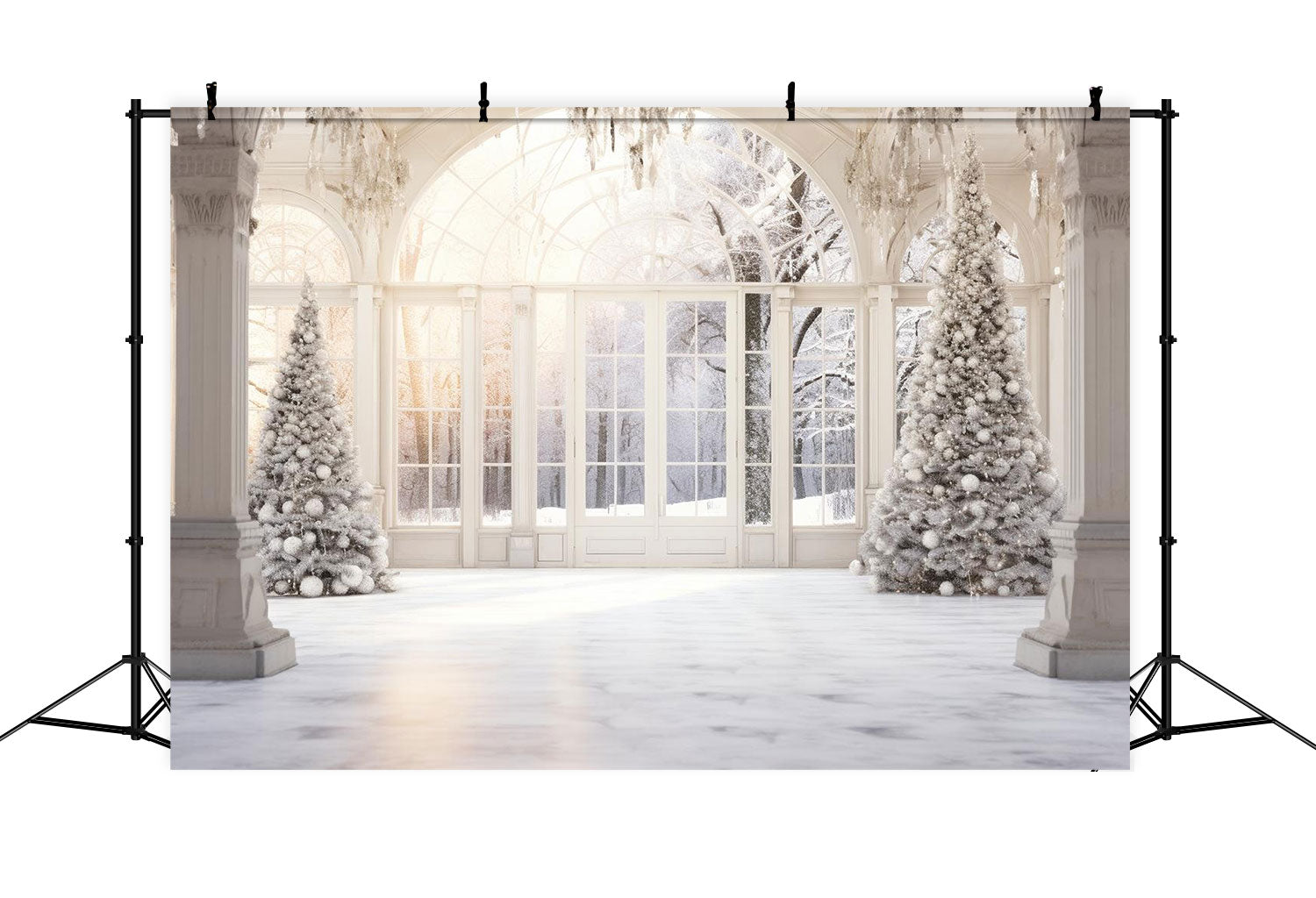 Backdrops For Christmas Trees Frosted Windows Backdrop UK BRP10-153