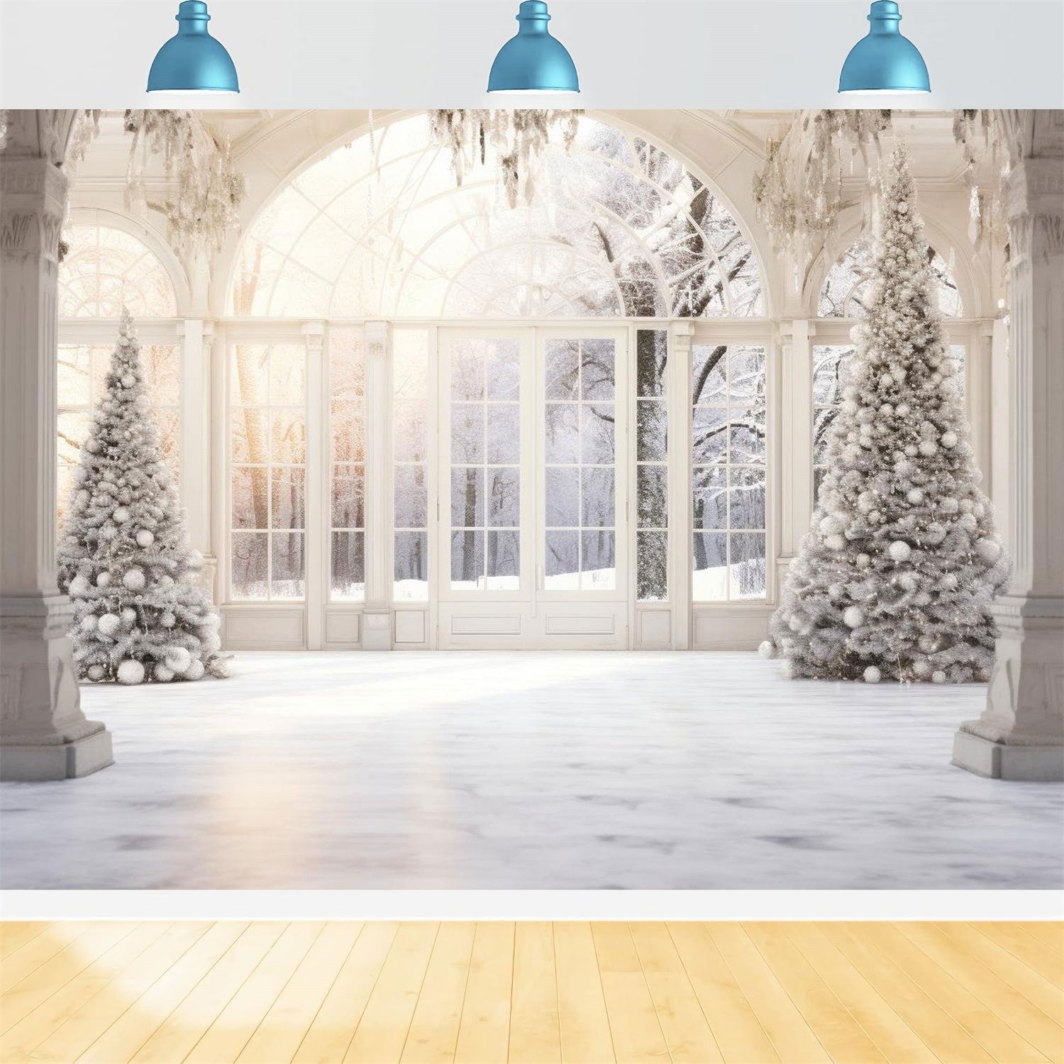 Backdrops For Christmas Trees Frosted Windows Backdrop UK BRP10-153