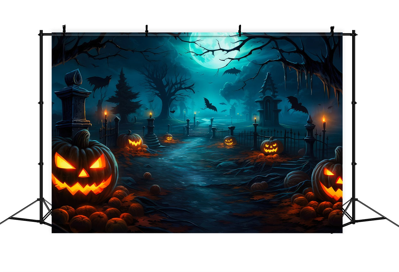 Halloween Backdrop Ideas Haunted Graveyard Pathway Moon Backdrop UK BRP10-164