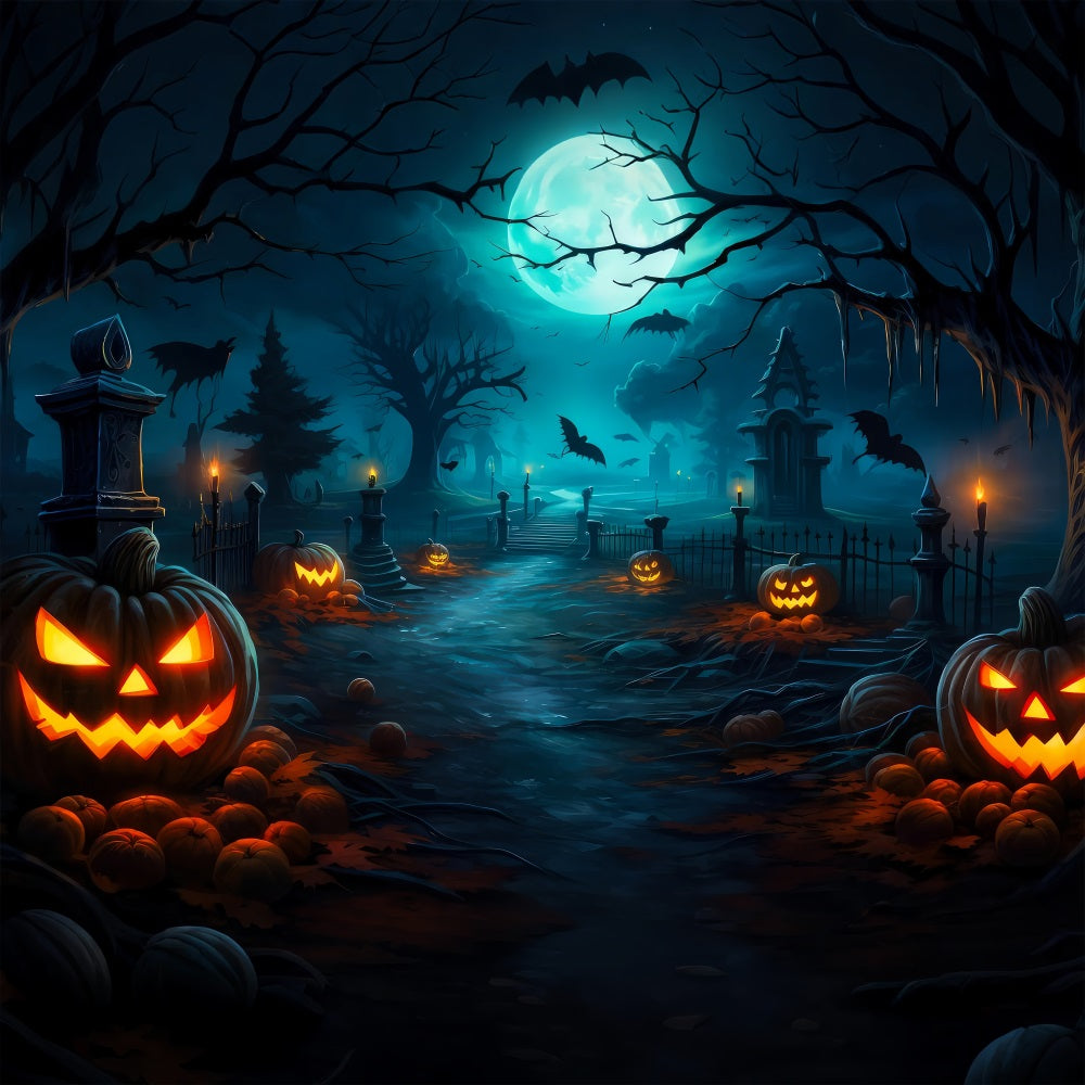 Halloween Backdrop Ideas Haunted Graveyard Pathway Moon Backdrop UK BRP10-164