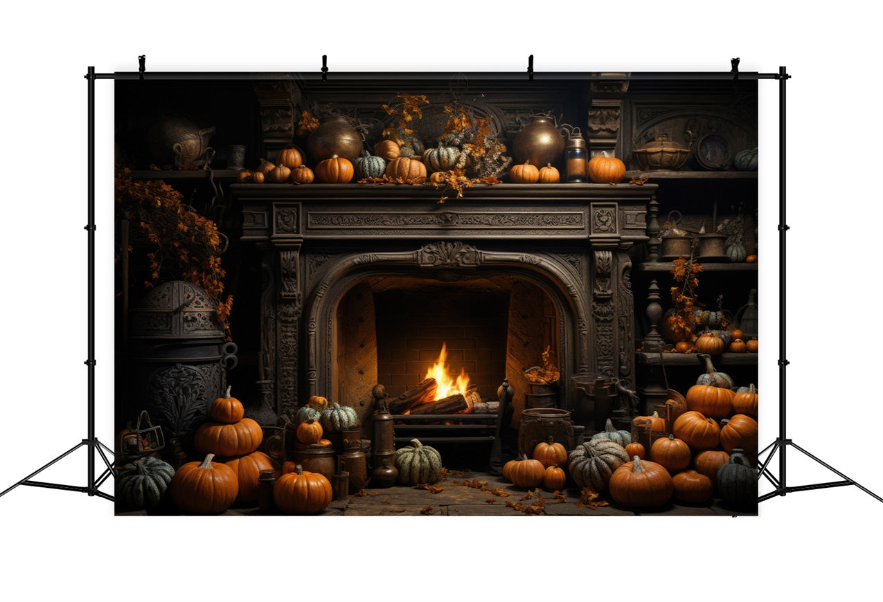 Halloween Backdrops Warm Pumpkin Hearth Halloween Decor Backdrop UK BRP10-166