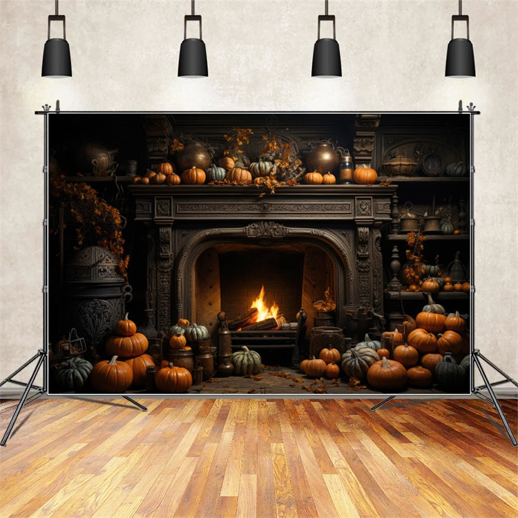 Halloween Backdrops Warm Pumpkin Hearth Halloween Decor Backdrop UK BRP10-166