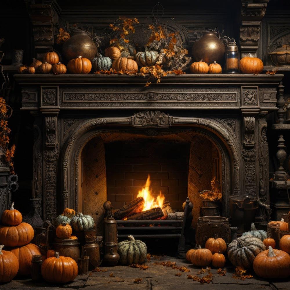 Halloween Backdrops Warm Pumpkin Hearth Halloween Decor Backdrop UK BRP10-166