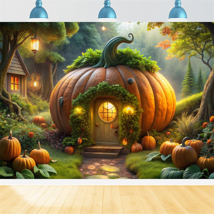 Halloween Backdrops Photos Fantasy Pumpkin Home Forest Backdrop UK BRP10-167