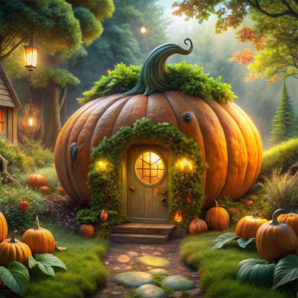 Halloween Backdrops Photos Fantasy Pumpkin Home Forest Backdrop UK BRP10-167