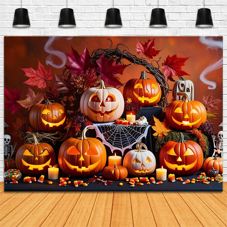 Halloween Photography Backdrops Spooky Pumpkin Gathering Backdrop UK BRP10-168