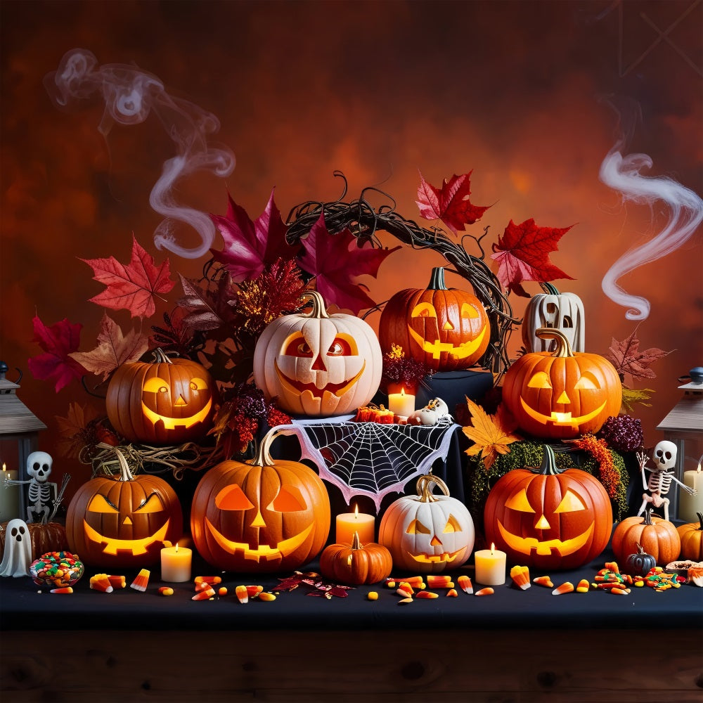 Halloween Photography Backdrops Spooky Pumpkin Gathering Backdrop UK BRP10-168