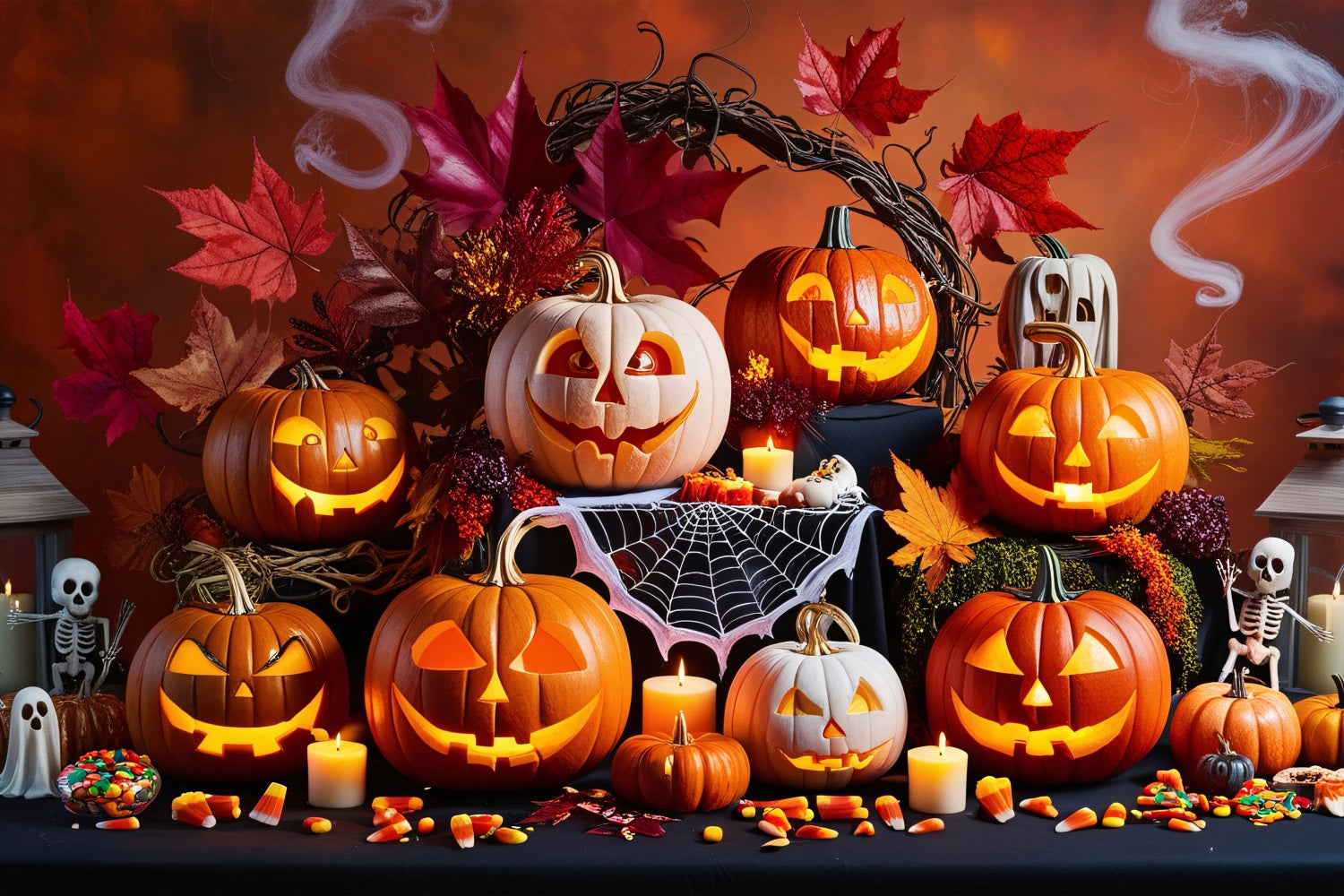 Halloween Photography Backdrops Spooky Pumpkin Gathering Backdrop UK BRP10-168