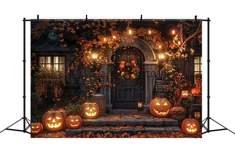 Halloween Photo Backdrops Creepy Haunted Mansion  Pumpkins Backdrop UK BRP10-169