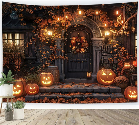 Halloween Photo Backdrops Creepy Haunted Mansion  Pumpkins Backdrop UK BRP10-169