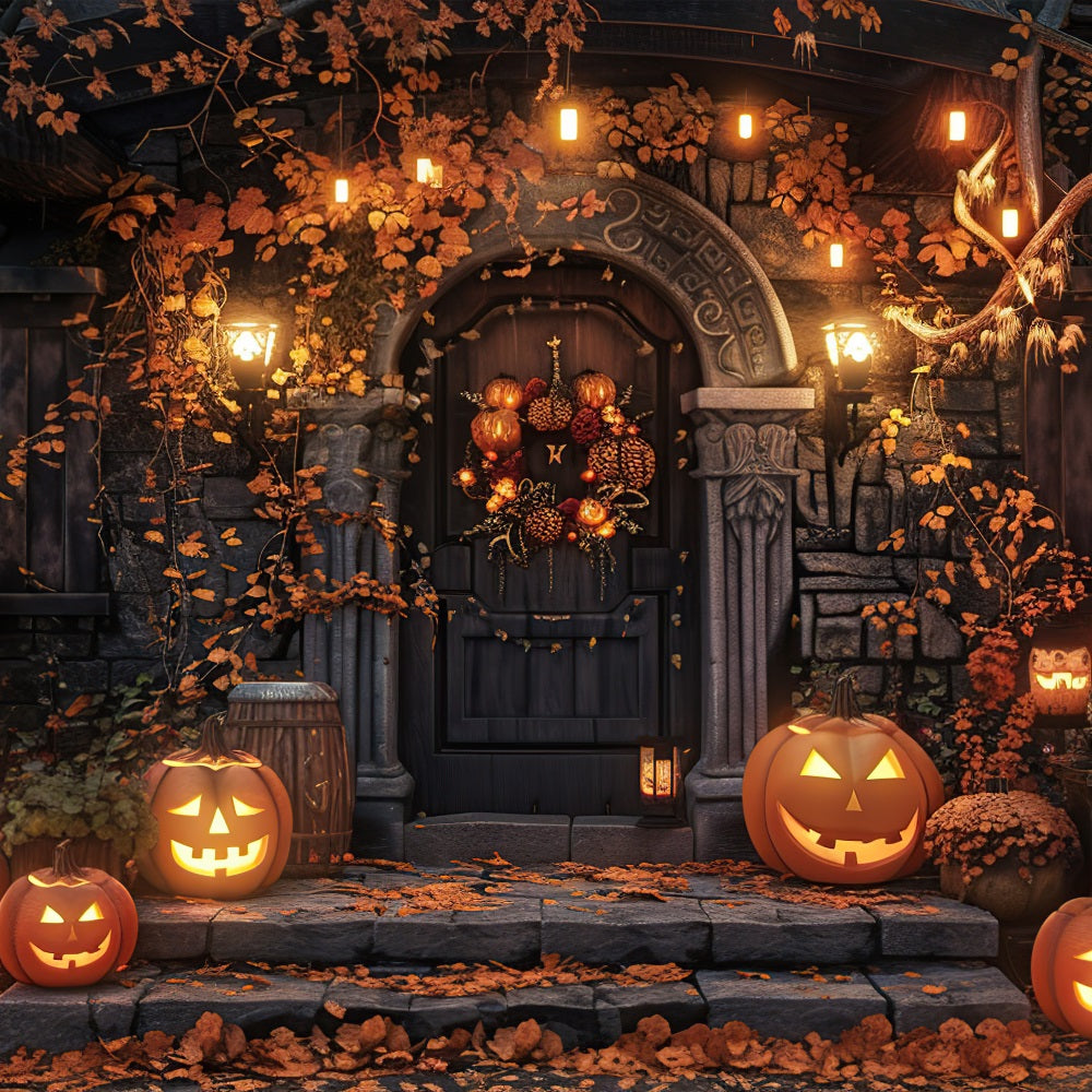 Halloween Photo Backdrops Creepy Haunted Mansion  Pumpkins Backdrop UK BRP10-169