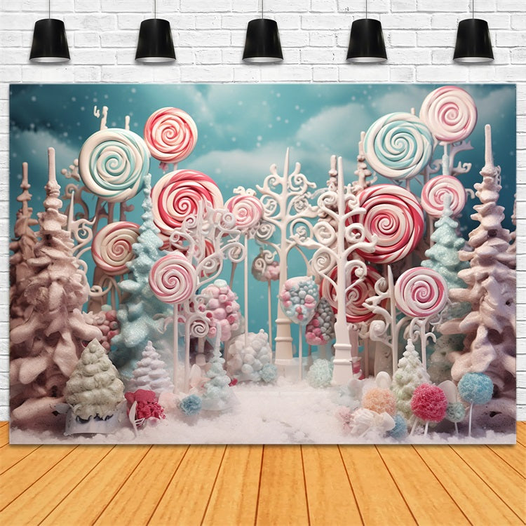 Winter Sweet Wonderland Snowy Candy Decorations Backdrop UK BRP10-17