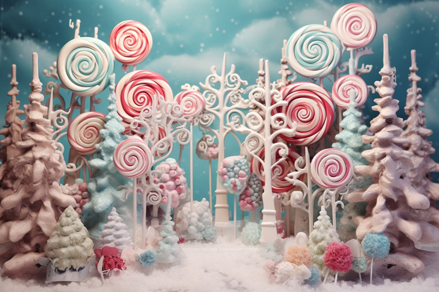 Winter Sweet Wonderland Snowy Candy Decorations Backdrop UK BRP10-17