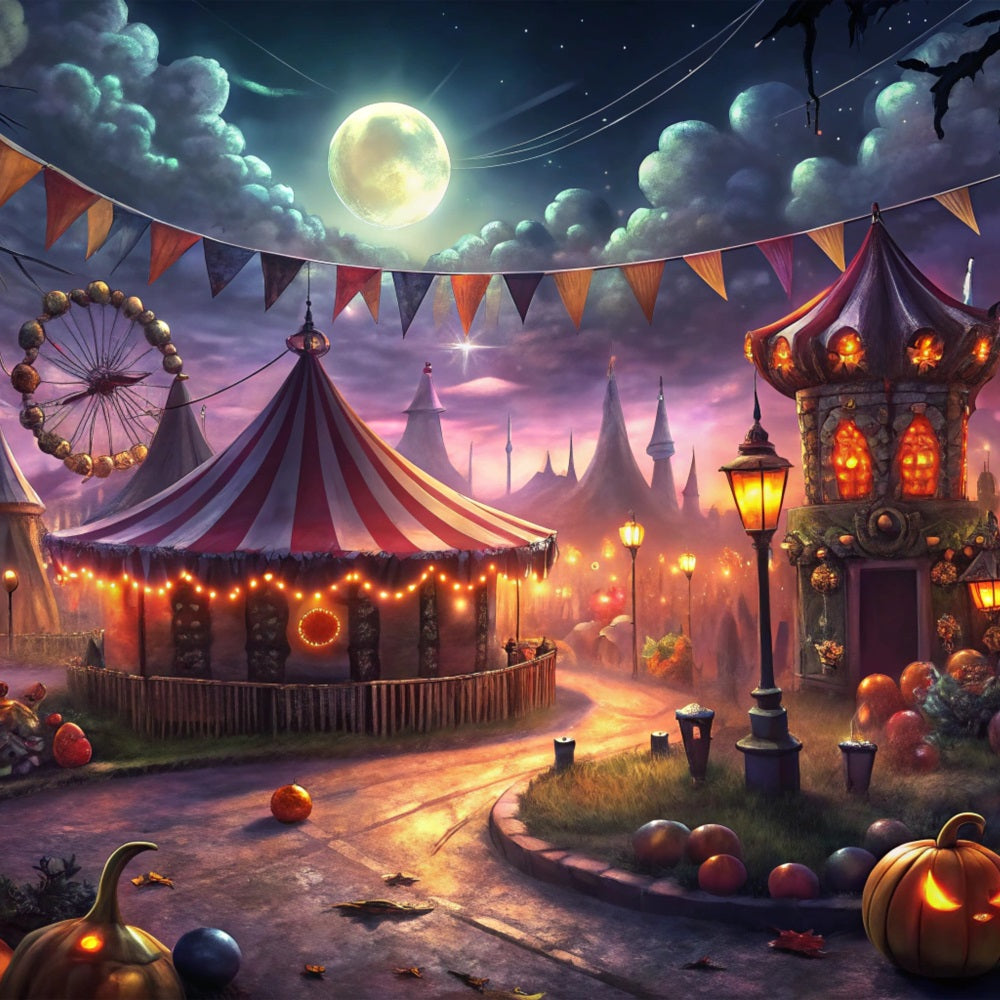 Halloween Wall Backdrop Spooky Halloween Carnival Full Moon Backdrop UK BRP10-172