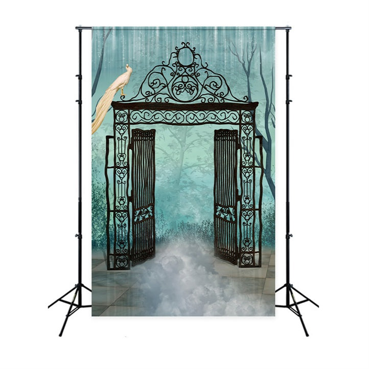 Halloween Backdrop Backdrops Spooky Gate Foggy Atmosphere Backdrop UK BRP10-177