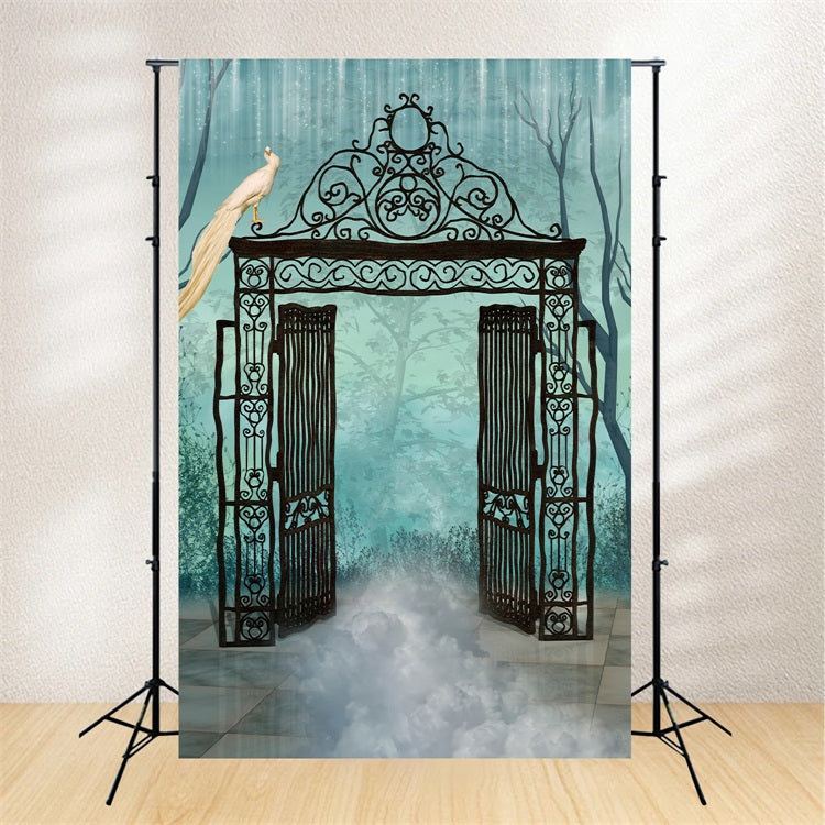 Halloween Backdrop Backdrops Spooky Gate Foggy Atmosphere Backdrop UK BRP10-177