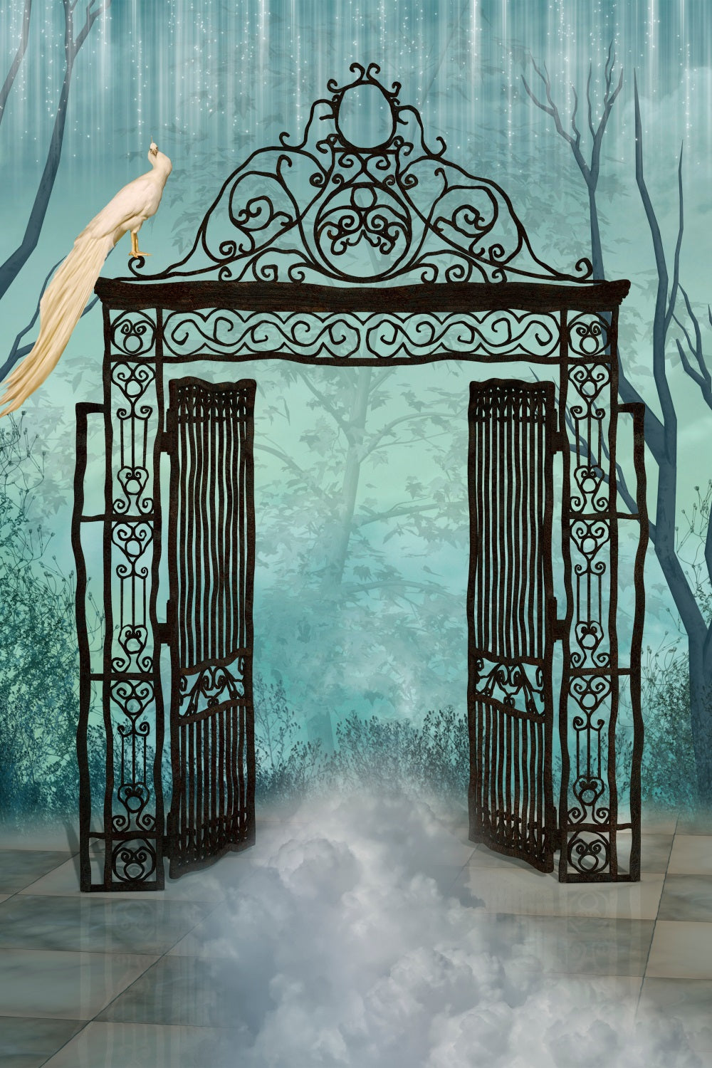 Halloween Backdrop Backdrops Spooky Gate Foggy Atmosphere Backdrop UK BRP10-177