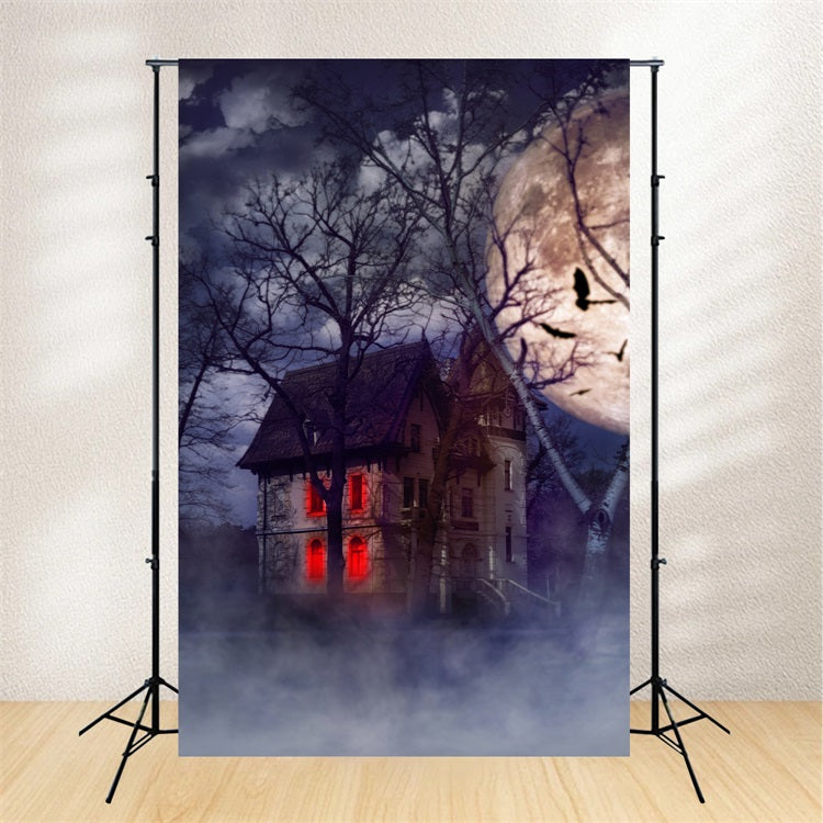 Halloween Photo Backdrop Haunted House Full Moon Backdrop UK BRP10-178