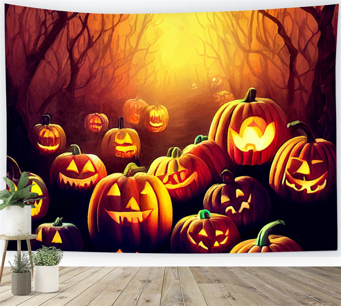 Halloween Backdrop Ideas Creepy Forest Path Pumpkins Backdrop UK BRP10-179