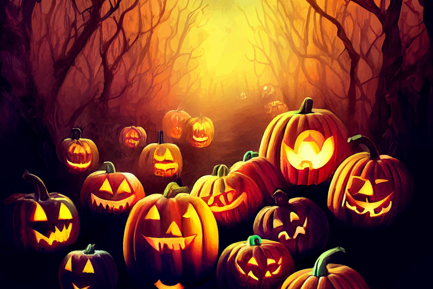 Halloween Backdrop Ideas Creepy Forest Path Pumpkins Backdrop UK BRP10-179