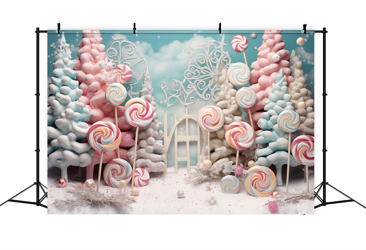 Winter Candy Wonderland Frosted Lollipop Trees Backdrop UK BRP10-18