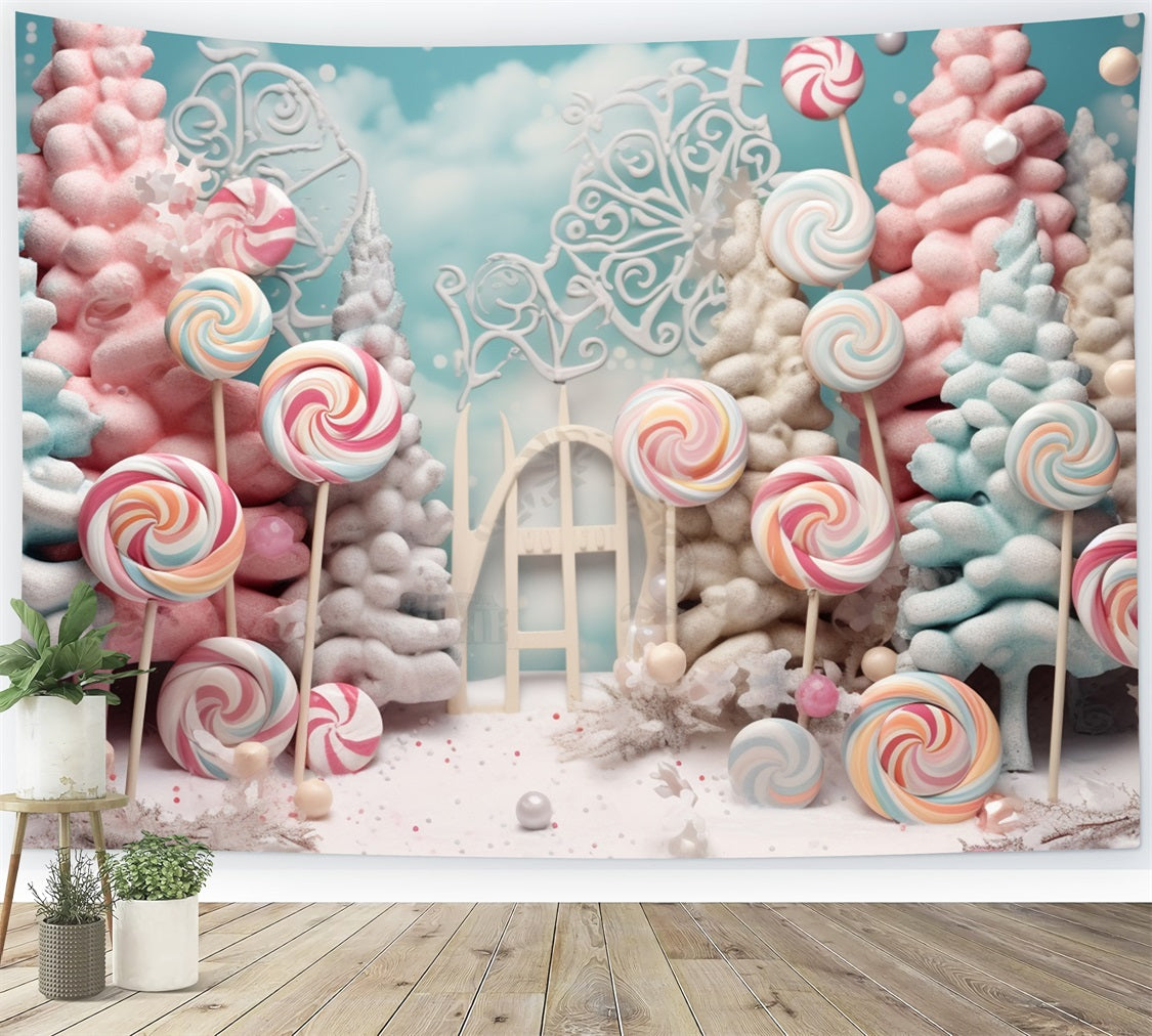 Winter Candy Wonderland Frosted Lollipop Trees Backdrop UK BRP10-18