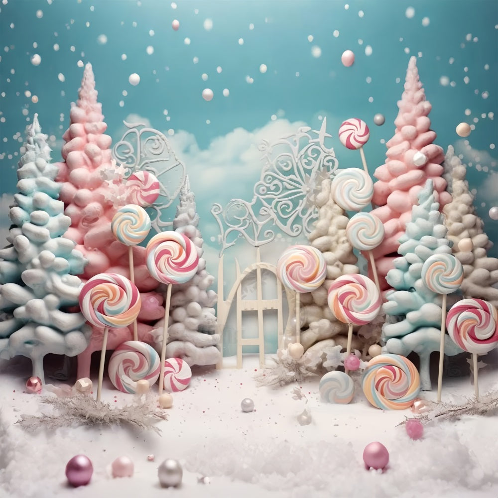 Winter Candy Wonderland Frosted Lollipop Trees Backdrop UK BRP10-18