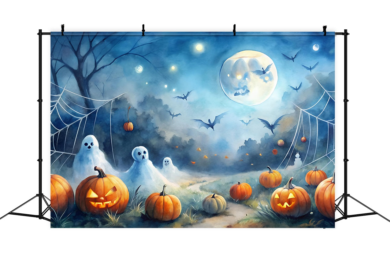 Halloween Photo Backdrop Haunted Night Pumpkin Field Backdrop UK BRP10-184