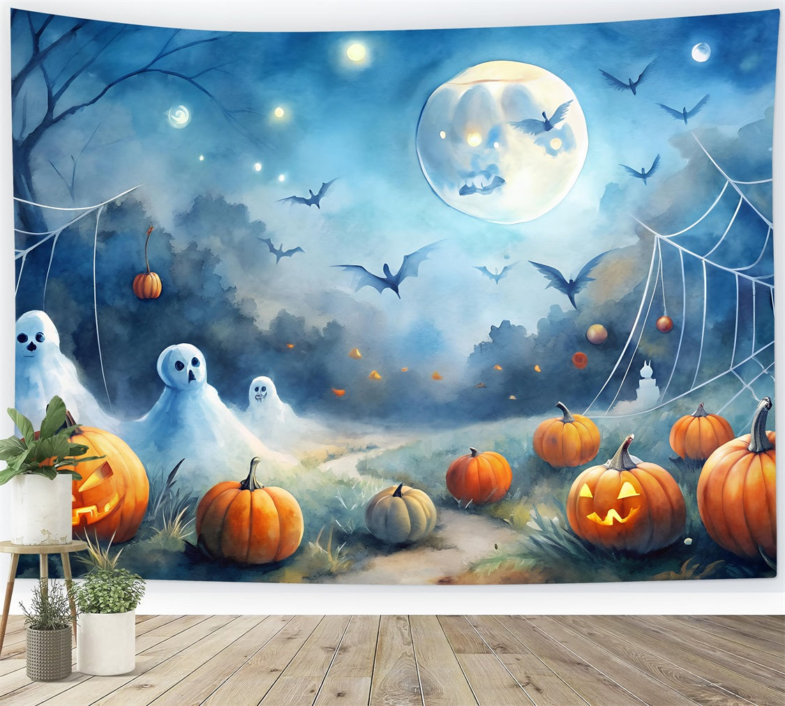 Halloween Photo Backdrop Haunted Night Pumpkin Field Backdrop UK BRP10-184