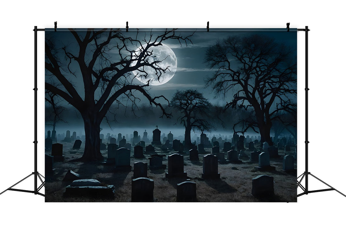 Halloween Photography Backdrops Creepy Graveyard Twisted Trees Backdro