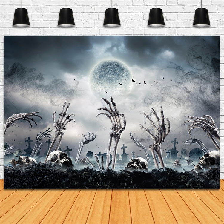 Halloween Photo Backdrops Skeleton Hands Grave Backdrop UK BRP10-187