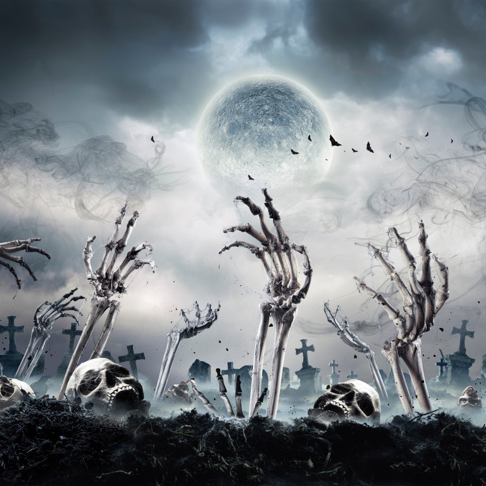 Halloween Photo Backdrops Skeleton Hands Grave Backdrop UK BRP10-187