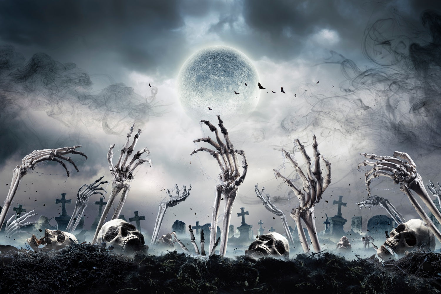 Halloween Photo Backdrops Skeleton Hands Grave Backdrop UK BRP10-187