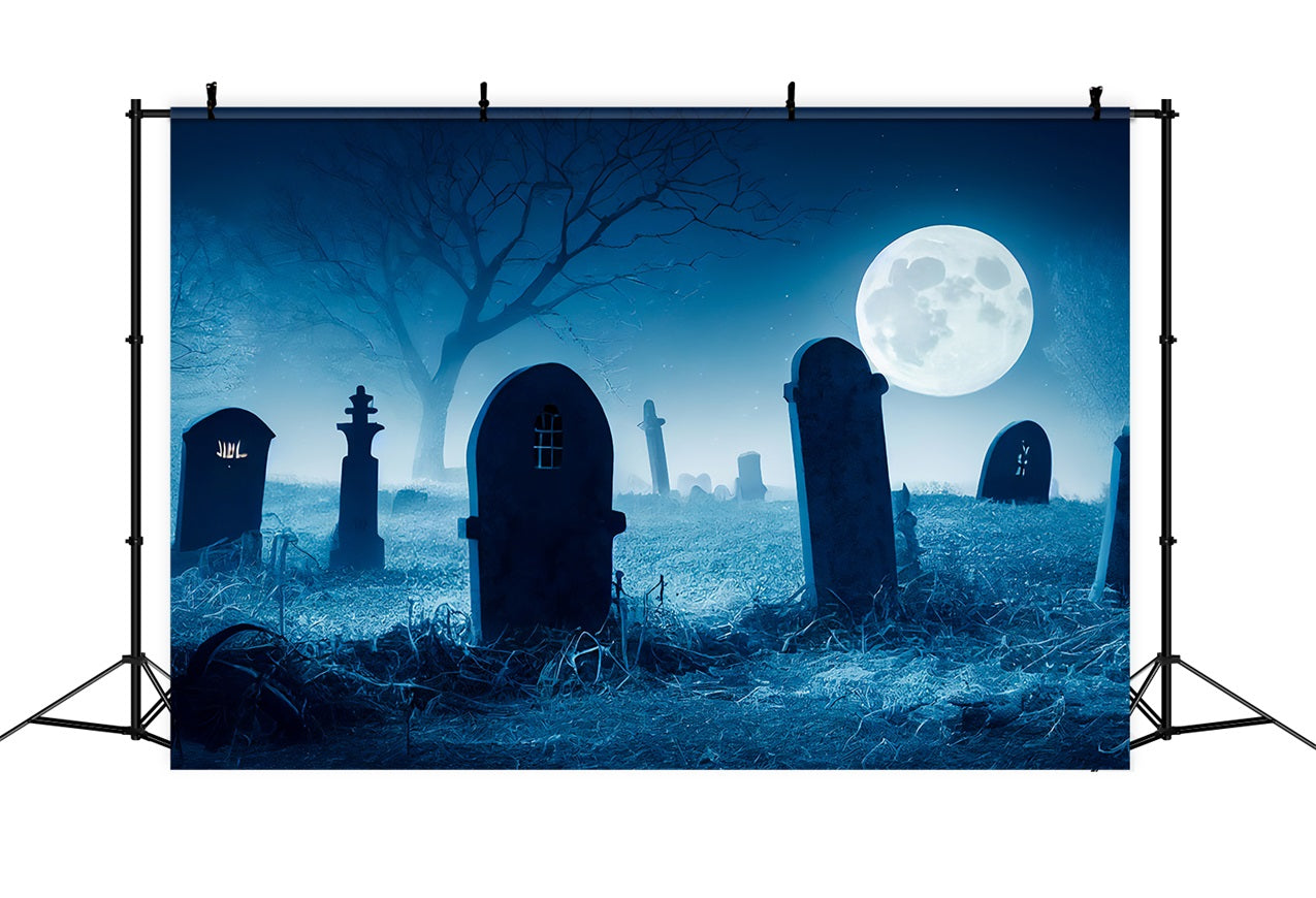 Halloween Background Backdrops Spooky Graveyard Moon Night Backdrop UK BRP10-195