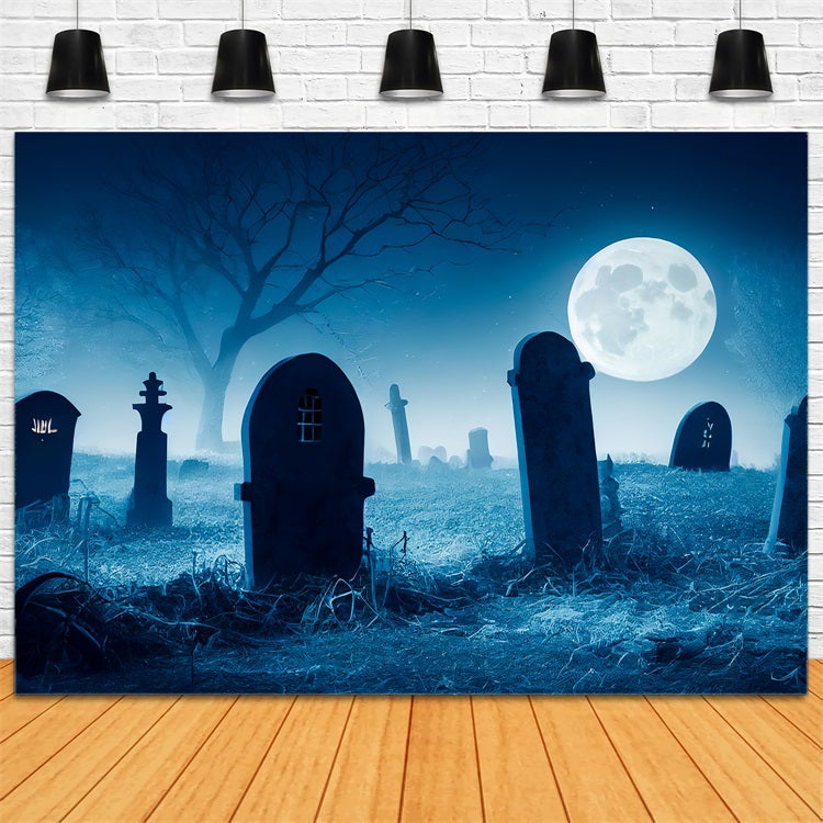 Halloween Background Backdrops Spooky Graveyard Moon Night Backdrop UK BRP10-195