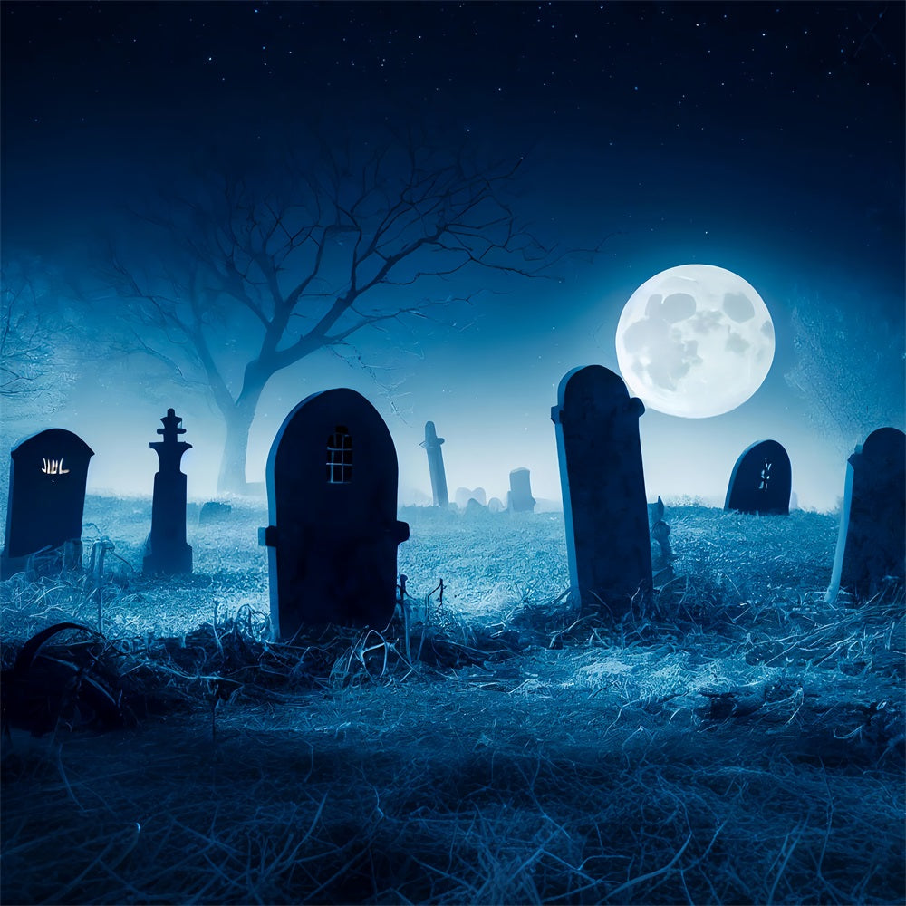 Halloween Background Backdrops Spooky Graveyard Moon Night Backdrop UK BRP10-195