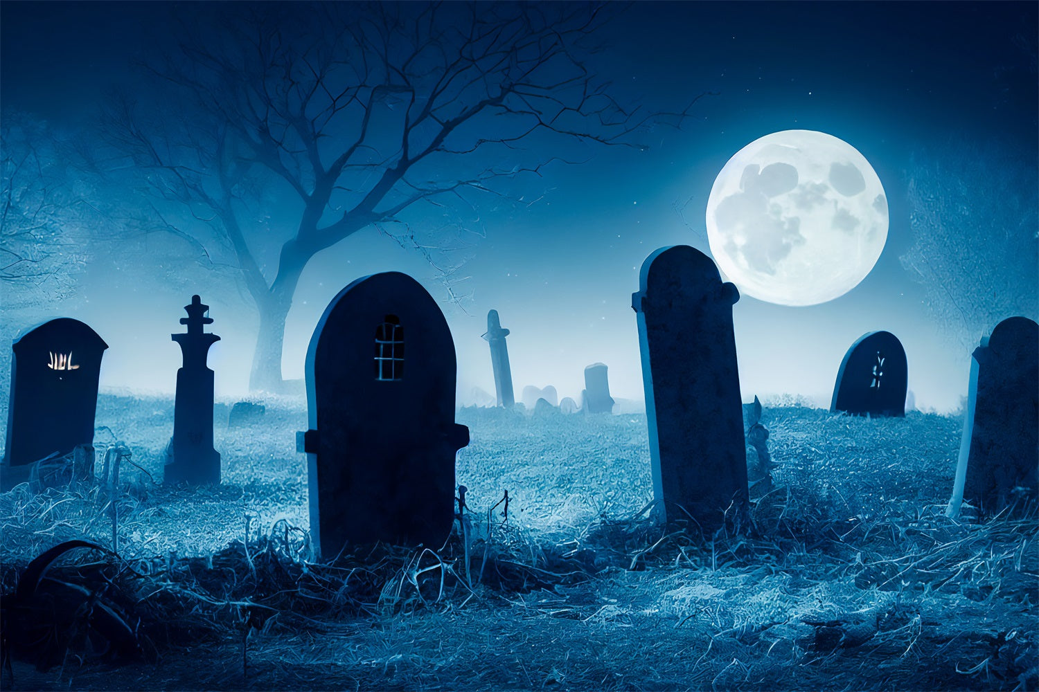 Halloween Background Backdrops Spooky Graveyard Moon Night Backdrop UK BRP10-195