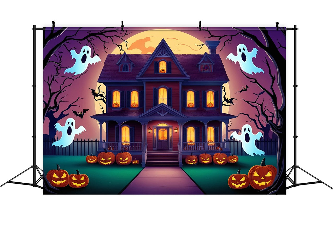 Halloween Photography Backdrop Haunted House Ghosts Bats Backdrop UK BRP10-197