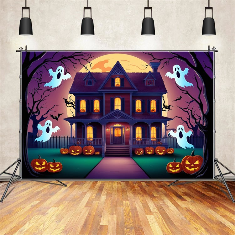 Halloween Photography Backdrop Haunted House Ghosts Bats Backdrop UK BRP10-197