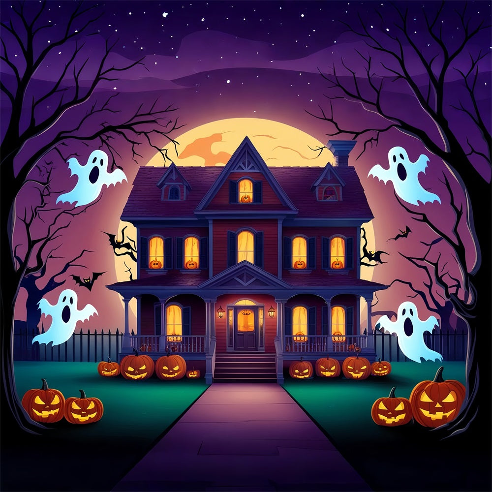 Halloween Photography Backdrop Haunted House Ghosts Bats Backdrop UK BRP10-197