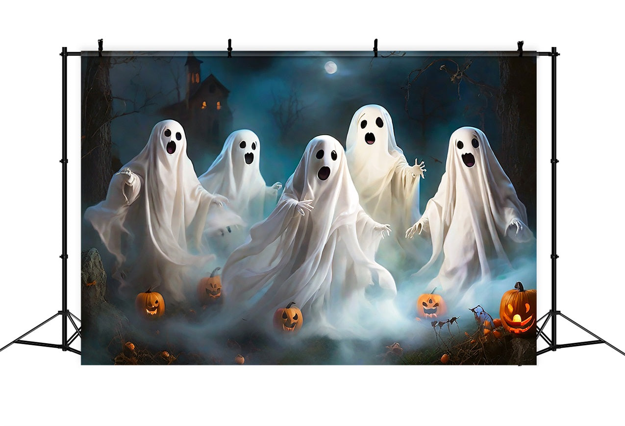 Backdrop For Halloween Ghosts Lanterns Fog Backdrop UK BRP10-198