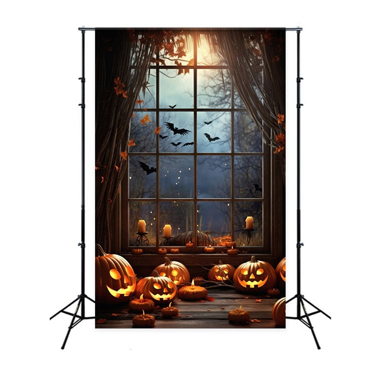 Scary Halloween Photo Backdrop Bats Haunted Window Backdrop UK BRP10-200