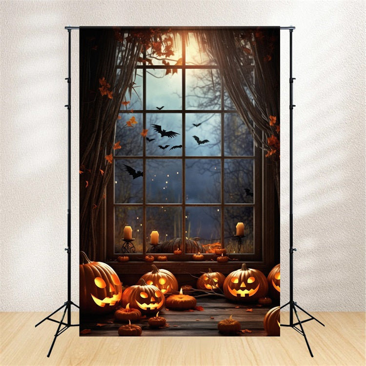 Scary Halloween Photo Backdrop Bats Haunted Window Backdrop UK BRP10-200