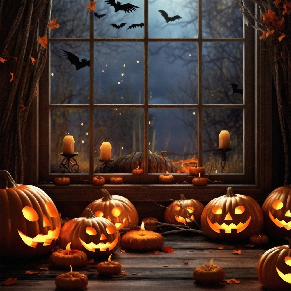 Scary Halloween Photo Backdrop Bats Haunted Window Backdrop UK BRP10-200