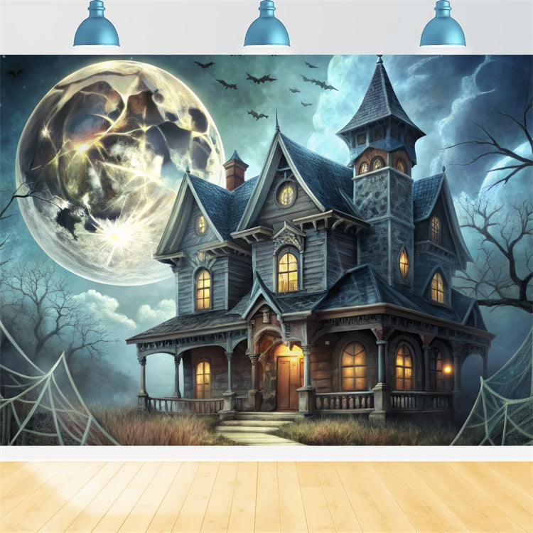 Spooky Halloween Backdrops Victorian Mansion Bats Backdrop UK BRP10-213