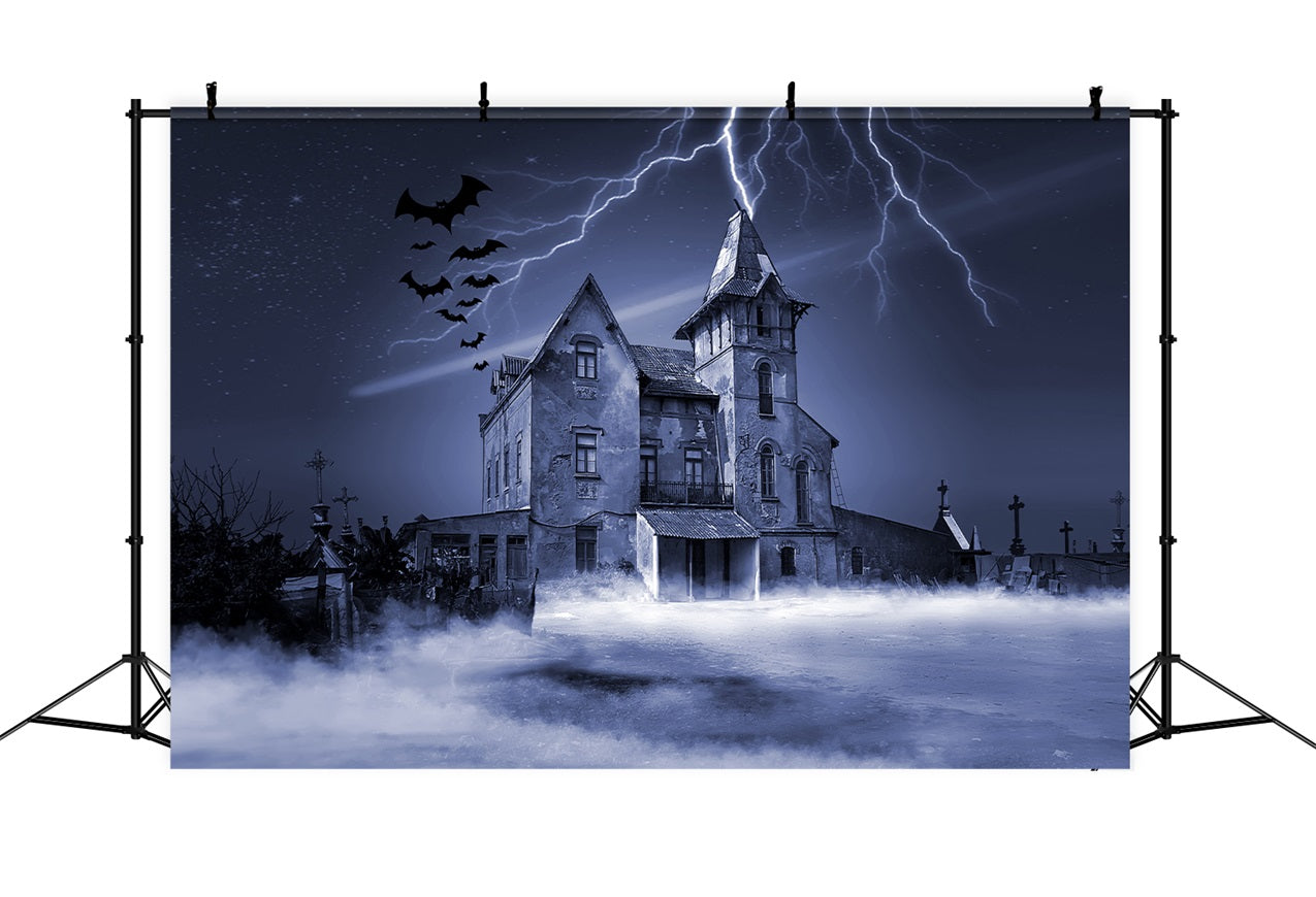 Halloween Backdrop Lightning Bats Haunted House Backdrop UK BRP10-215